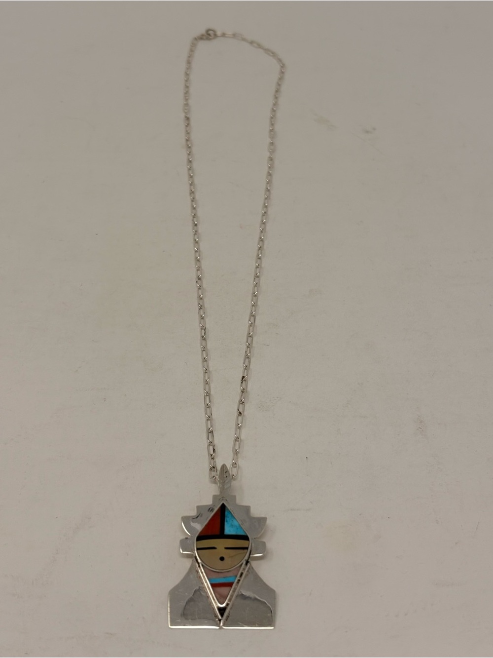 Anthony Otto Lucio Zuni Pueblo Inlay Necklace
